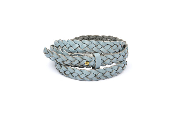 The hand braided Ivy women's leather belt in light grey / GREY