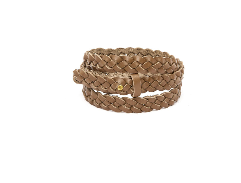 The hand braided Ivy women's leather belt in olive / OLIVE
