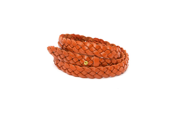 The hand braided Ivy women's leather belt in orange / ORANGE