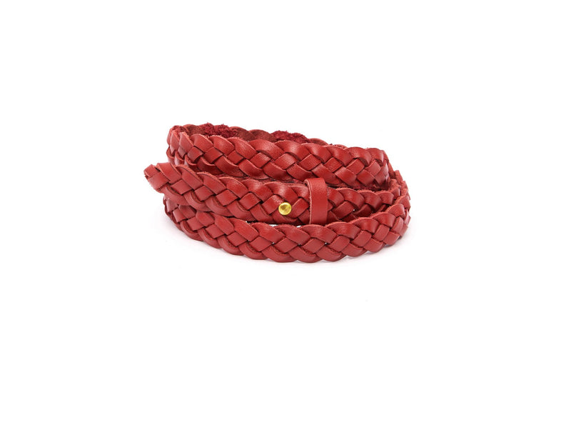 The hand braided Ivy women's leather belt in red / RED