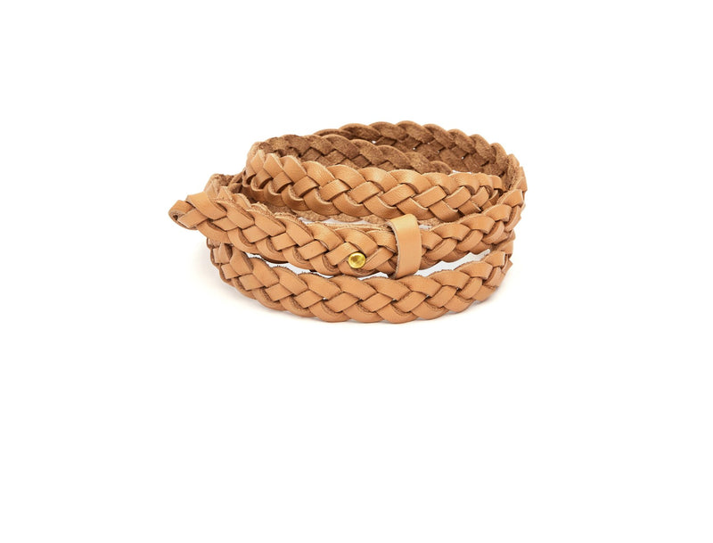 The hand braided Ivy women's leather belt in natural tan / TAN